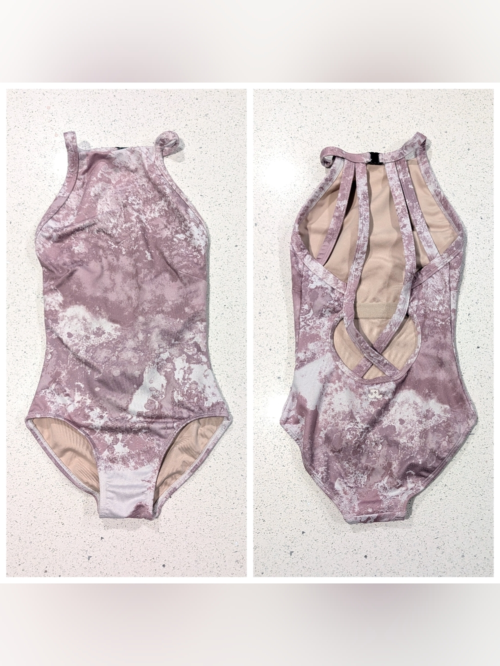 JOJax Jo Jax Gymnastics Dance Leotard AXXS 2XS Small Dusty ROSE GOLD Tie-Dye